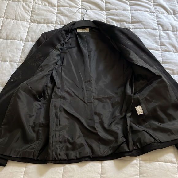 TABLE EIGHT Fitted Tuxedo Black Daisy Jacquard Lined Blazer - Picture 10 of 10